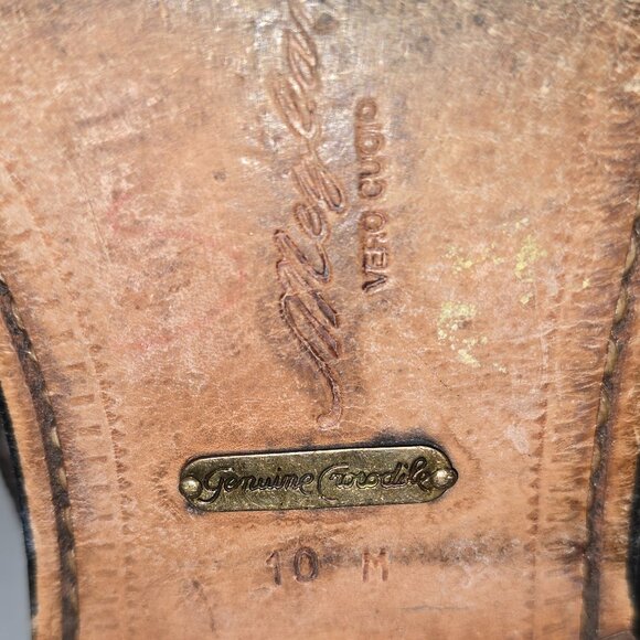 Mezlan Salinas Brown Woven Leather & Crocodile Cap Toe Oxfords Men's Size 10 M - Picture 9 of 10